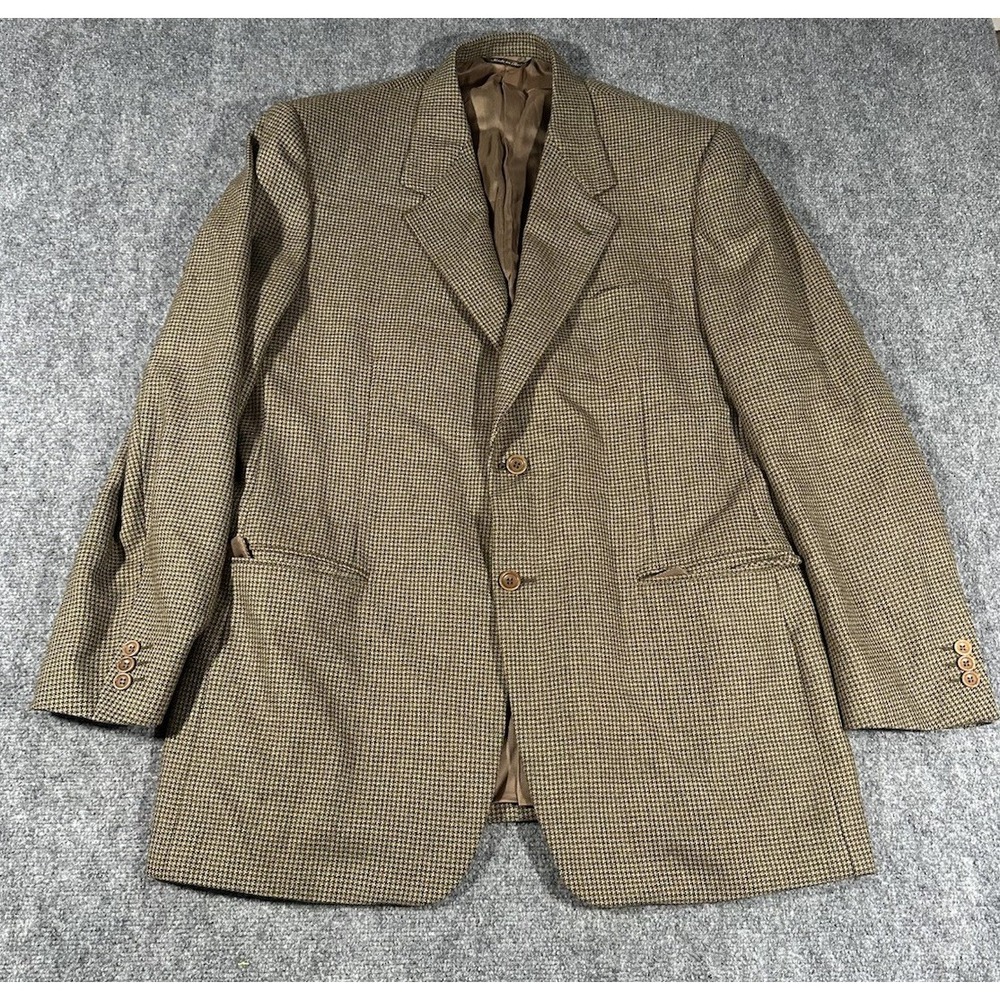 Canali Proposta Blazer Mens 44R US Brown Houndstooth Coat Jacket 100% Wool Italy
